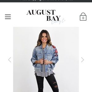 Denim jacket with embroiled flowers